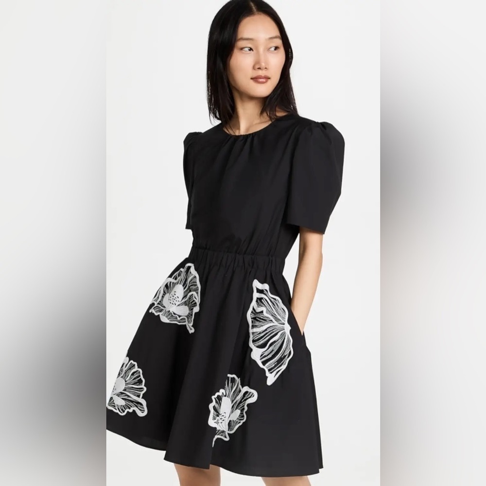 Jason Wu Puff Sleeve Dress with Poppy Embroidery